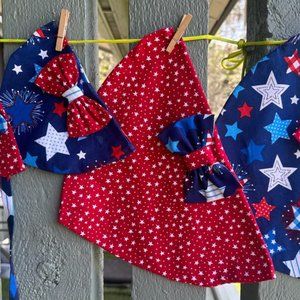 Bandanas and ties in fabric, washable, sewn, various sizes